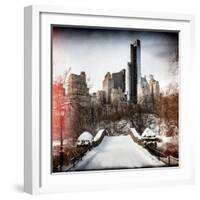 Instants of NY Series - Snowy Gapstow Bridge of Central Park, Manhattan in New York City-Philippe Hugonnard-Framed Photographic Print