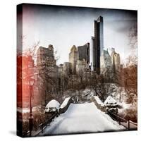 Instants of NY Series - Snowy Gapstow Bridge of Central Park, Manhattan in New York City-Philippe Hugonnard-Stretched Canvas