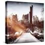 Instants of NY Series - Snowy Gapstow Bridge of Central Park, Manhattan in New York City-Philippe Hugonnard-Stretched Canvas