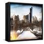Instants of NY Series - Snowy Gapstow Bridge of Central Park, Manhattan in New York City-Philippe Hugonnard-Framed Stretched Canvas