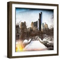 Instants of NY Series - Snowy Gapstow Bridge of Central Park, Manhattan in New York City-Philippe Hugonnard-Framed Photographic Print