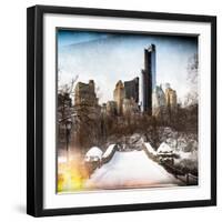 Instants of NY Series - Snowy Gapstow Bridge of Central Park, Manhattan in New York City-Philippe Hugonnard-Framed Photographic Print