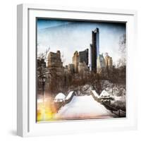 Instants of NY Series - Snowy Gapstow Bridge of Central Park, Manhattan in New York City-Philippe Hugonnard-Framed Photographic Print