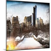 Instants of NY Series - Snowy Gapstow Bridge of Central Park, Manhattan in New York City-Philippe Hugonnard-Mounted Photographic Print