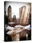 Instants of NY Series - Snowy Gapstow Bridge of Central Park, Manhattan in New York City-Philippe Hugonnard-Stretched Canvas