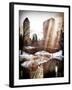 Instants of NY Series - Snowy Gapstow Bridge of Central Park, Manhattan in New York City-Philippe Hugonnard-Framed Photographic Print