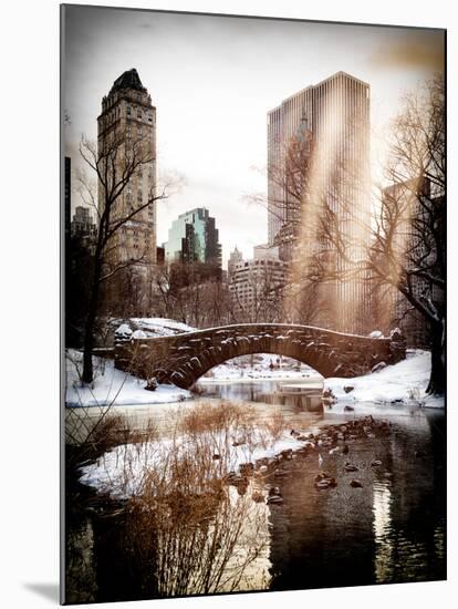Instants of NY Series - Snowy Gapstow Bridge of Central Park, Manhattan in New York City-Philippe Hugonnard-Mounted Photographic Print