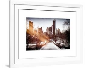 Instants of NY Series - Snowy Gapstow Bridge of Central Park, Manhattan in New York City-Philippe Hugonnard-Framed Art Print