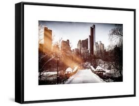 Instants of NY Series - Snowy Gapstow Bridge of Central Park, Manhattan in New York City-Philippe Hugonnard-Framed Stretched Canvas