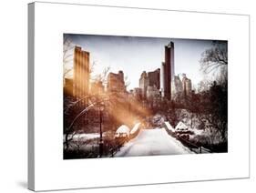 Instants of NY Series - Snowy Gapstow Bridge of Central Park, Manhattan in New York City-Philippe Hugonnard-Stretched Canvas