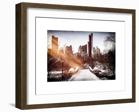 Instants of NY Series - Snowy Gapstow Bridge of Central Park, Manhattan in New York City-Philippe Hugonnard-Framed Art Print