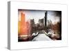 Instants of NY Series - Snowy Gapstow Bridge of Central Park, Manhattan in New York City-Philippe Hugonnard-Stretched Canvas