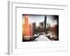 Instants of NY Series - Snowy Gapstow Bridge of Central Park, Manhattan in New York City-Philippe Hugonnard-Framed Art Print