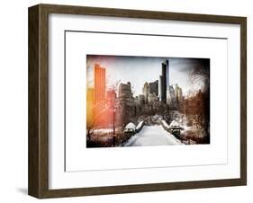 Instants of NY Series - Snowy Gapstow Bridge of Central Park, Manhattan in New York City-Philippe Hugonnard-Framed Art Print