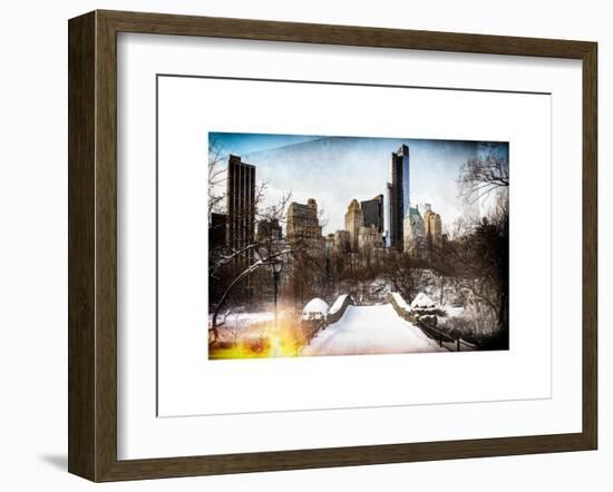 Instants of NY Series - Snowy Gapstow Bridge of Central Park, Manhattan in New York City-Philippe Hugonnard-Framed Art Print