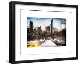 Instants of NY Series - Snowy Gapstow Bridge of Central Park, Manhattan in New York City-Philippe Hugonnard-Framed Art Print