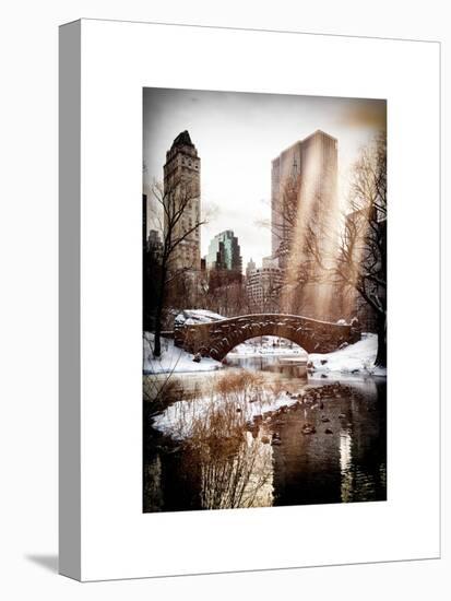 Instants of NY Series - Snowy Gapstow Bridge of Central Park, Manhattan in New York City-Philippe Hugonnard-Stretched Canvas