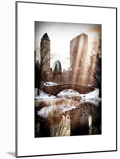 Instants of NY Series - Snowy Gapstow Bridge of Central Park, Manhattan in New York City-Philippe Hugonnard-Mounted Art Print