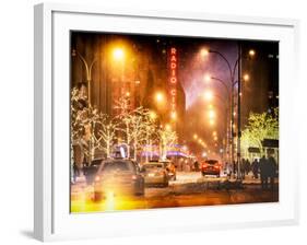 Instants of NY Series - Street Scenes and Urban Night Landscape in Winter under the Snow-Philippe Hugonnard-Framed Photographic Print