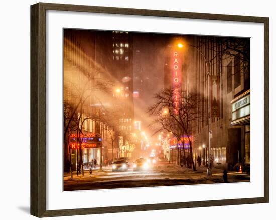 Instants of NY Series - Street Scenes and Urban Night Landscape in Winter under the Snow-Philippe Hugonnard-Framed Photographic Print