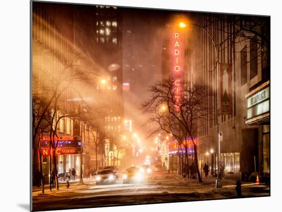 Instants of NY Series - Street Scenes and Urban Night Landscape in Winter under the Snow-Philippe Hugonnard-Mounted Photographic Print