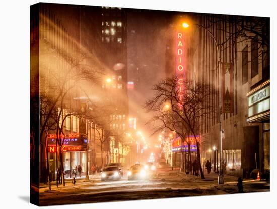 Instants of NY Series - Street Scenes and Urban Night Landscape in Winter under the Snow-Philippe Hugonnard-Stretched Canvas