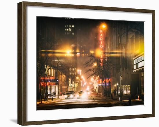 Instants of NY Series - Street Scenes and Urban Night Landscape in Winter under the Snow-Philippe Hugonnard-Framed Photographic Print