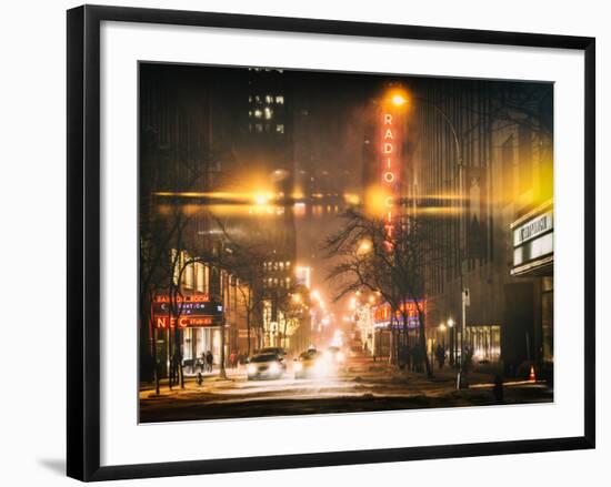 Instants of NY Series - Street Scenes and Urban Night Landscape in Winter under the Snow-Philippe Hugonnard-Framed Photographic Print