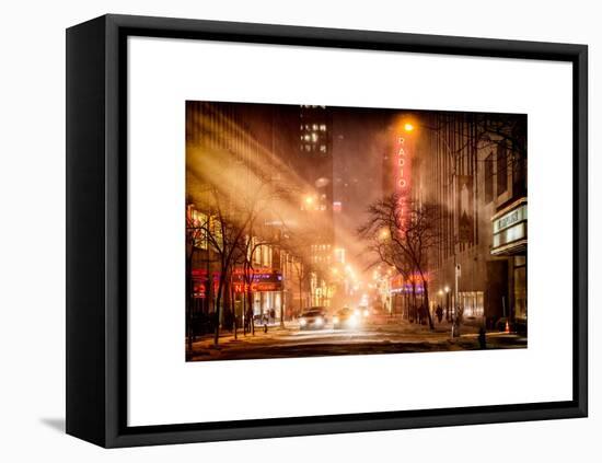 Instants of NY Series - Street Scenes and Urban Night Landscape in Winter under the Snow-Philippe Hugonnard-Framed Stretched Canvas