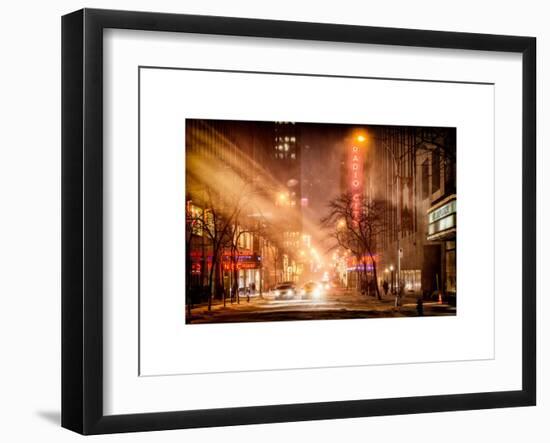 Instants of NY Series - Street Scenes and Urban Night Landscape in Winter under the Snow-Philippe Hugonnard-Framed Art Print