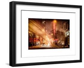 Instants of NY Series - Street Scenes and Urban Night Landscape in Winter under the Snow-Philippe Hugonnard-Framed Art Print