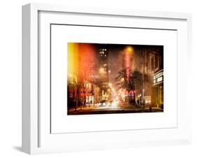 Instants of NY Series - Street Scenes and Urban Night Landscape in Winter under the Snow-Philippe Hugonnard-Framed Art Print