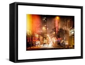 Instants of NY Series - Street Scenes and Urban Night Landscape in Winter under the Snow-Philippe Hugonnard-Framed Stretched Canvas