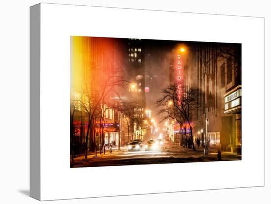 Instants of NY Series - Street Scenes and Urban Night Landscape in Winter under the Snow-Philippe Hugonnard-Stretched Canvas