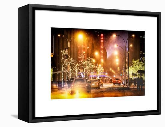 Instants of NY Series - Street Scenes and Urban Night Landscape in Winter under the Snow-Philippe Hugonnard-Framed Stretched Canvas