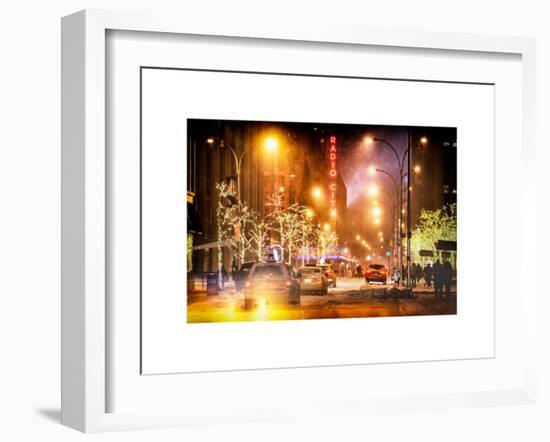 Instants of NY Series - Street Scenes and Urban Night Landscape in Winter under the Snow-Philippe Hugonnard-Framed Art Print