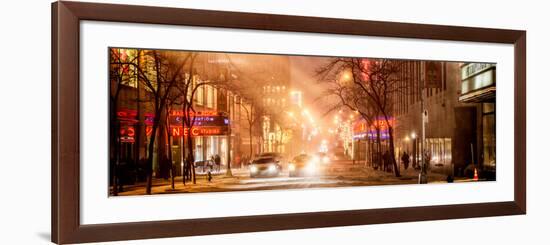 Instants of NY Series - Street Scenes and Urban Night Panoramic Landscape in Winter under the Snow-Philippe Hugonnard-Framed Photographic Print