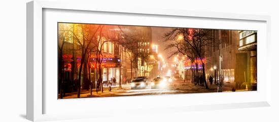 Instants of NY Series - Street Scenes and Urban Night Panoramic Landscape in Winter under the Snow-Philippe Hugonnard-Framed Photographic Print