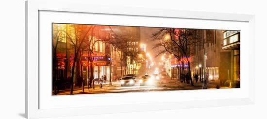 Instants of NY Series - Street Scenes and Urban Night Panoramic Landscape in Winter under the Snow-Philippe Hugonnard-Framed Photographic Print