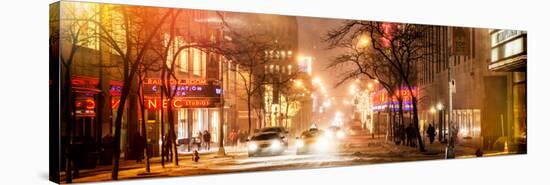 Instants of NY Series - Street Scenes and Urban Night Panoramic Landscape in Winter under the Snow-Philippe Hugonnard-Stretched Canvas