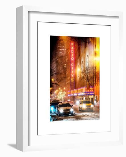 Instants of NY Series - Street Scenes by Night in Winter under the Snow-Philippe Hugonnard-Framed Art Print