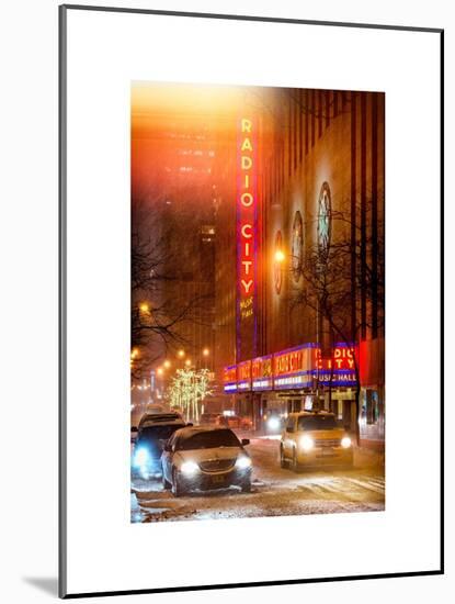 Instants of NY Series - Street Scenes by Night in Winter under the Snow-Philippe Hugonnard-Mounted Art Print