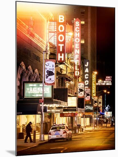 Instants of NY Series - The Booth Theatre at Broadway - Urban Street Scene by Night with a NYPD-Philippe Hugonnard-Mounted Photographic Print