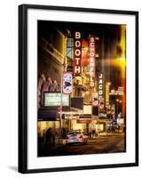 Instants of NY Series - The Booth Theatre at Broadway - Urban Street Scene by Night with a NYPD-Philippe Hugonnard-Framed Photographic Print