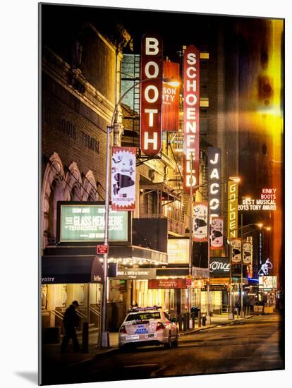 Instants of NY Series - The Booth Theatre at Broadway - Urban Street Scene by Night with a NYPD-Philippe Hugonnard-Mounted Photographic Print