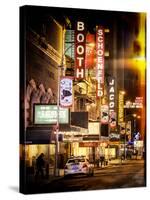 Instants of NY Series - The Booth Theatre at Broadway - Urban Street Scene by Night with a NYPD-Philippe Hugonnard-Stretched Canvas