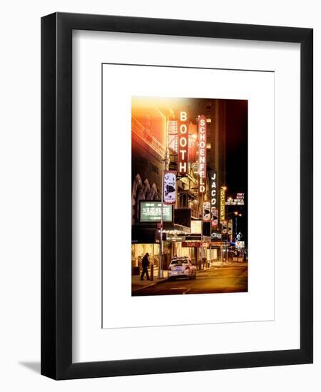 Instants of NY Series - The Booth Theatre at Broadway - Urban Street Scene by Night with a NYPD-Philippe Hugonnard-Framed Art Print