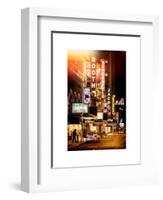 Instants of NY Series - The Booth Theatre at Broadway - Urban Street Scene by Night with a NYPD-Philippe Hugonnard-Framed Art Print