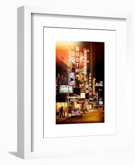 Instants of NY Series - The Booth Theatre at Broadway - Urban Street Scene by Night with a NYPD-Philippe Hugonnard-Framed Art Print