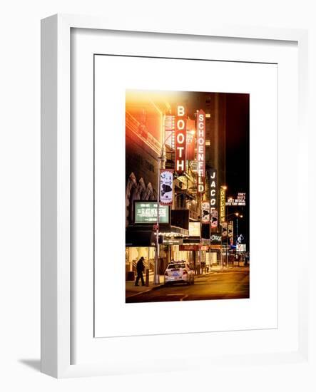 Instants of NY Series - The Booth Theatre at Broadway - Urban Street Scene by Night with a NYPD-Philippe Hugonnard-Framed Art Print